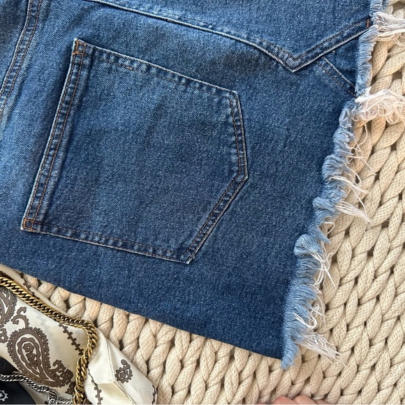 Harper Heritage Denim Mini Skirt Blue Raw Hem Short - Picture 5 of 6